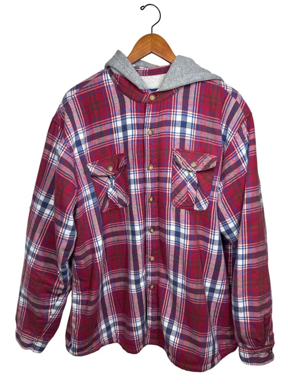 Lanesboro Sherpa Lined Hooded Flannel Shirt Jacket Men's XXL Red Plaid Chore
